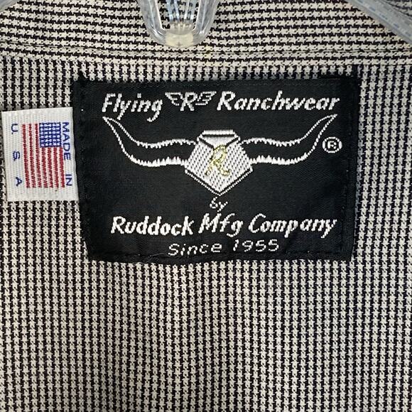 VTG Flying R Ranchwear Mens XL 18-35 Black White Pearl Snap Western Cowboy Shirt - Picture 6 of 8